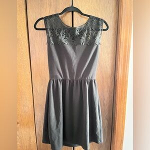 Lace top black dress